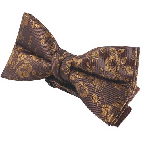 蝶ネクタイ ブラウン ライトブラウン フラワー 植物模様 ボウタイ 簡易装着 簡単 パーティー フォーマル メンズアクセサリー |  | 03