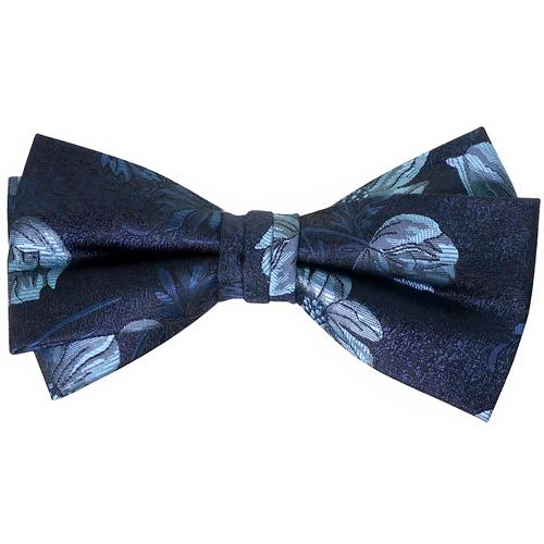 蝶ネクタイ ネイビー ブルー フラワー 植物模様 ボウタイ 簡易装着 簡単 パーティー フォーマル メンズアクセサリー |  | 01