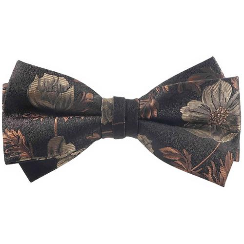蝶ネクタイ ダークブラウン ブラウン フラワー 植物模様 ボウタイ 簡易装着 簡単 パーティー フォーマル メンズアクセサリー |  | 01