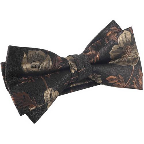 蝶ネクタイ ダークブラウン ブラウン フラワー 植物模様 ボウタイ 簡易装着 簡単 パーティー フォーマル メンズアクセサリー |  | 02