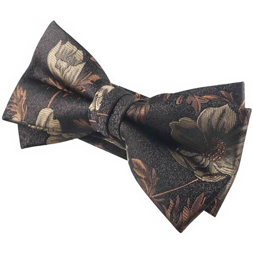 蝶ネクタイ ダークブラウン ブラウン フラワー 植物模様 ボウタイ 簡易装着 簡単 パーティー フォーマル メンズアクセサリー |  | 03
