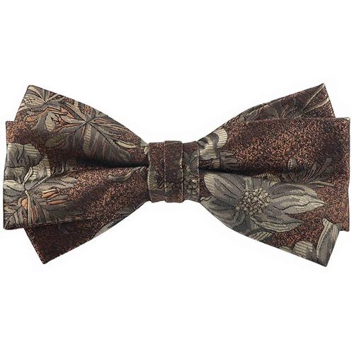 蝶ネクタイ ブラウン ベージュ フラワー 植物模様 ボウタイ 簡易装着 簡単 パーティー フォーマル メンズアクセサリー |  | 01