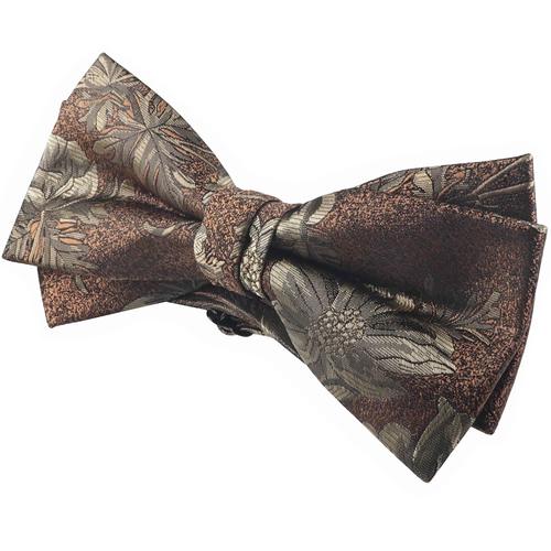 蝶ネクタイ ブラウン ベージュ フラワー 植物模様 ボウタイ 簡易装着 簡単 パーティー フォーマル メンズアクセサリー |  | 03