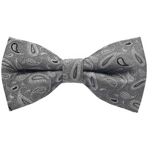 蝶ネクタイ グレー ペイズリー ボウタイ 簡易装着 簡単 パーティー フォーマル メンズアクセサリー |  | 01