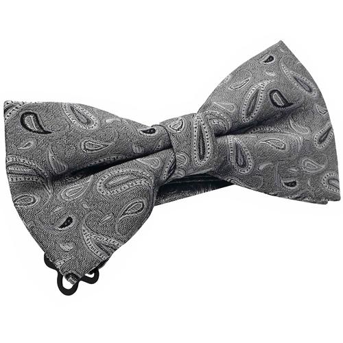 蝶ネクタイ グレー ペイズリー ボウタイ 簡易装着 簡単 パーティー フォーマル メンズアクセサリー |  | 02