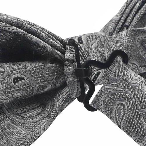 蝶ネクタイ グレー ペイズリー ボウタイ 簡易装着 簡単 パーティー フォーマル メンズアクセサリー |  | 04