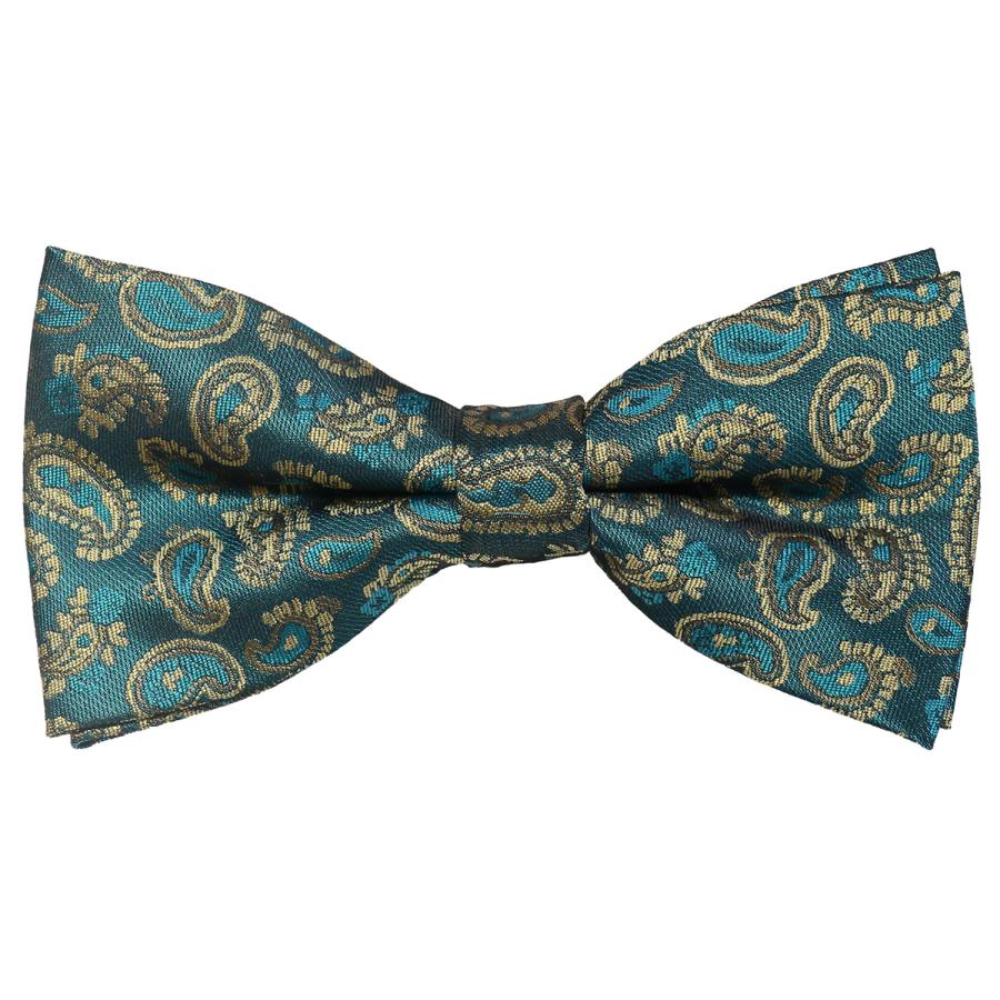 蝶ネクタイ グリーン クラシック ペイズリー ボウタイ 簡易装着 簡単 パーティー フォーマル メンズアクセサリー |  | 01