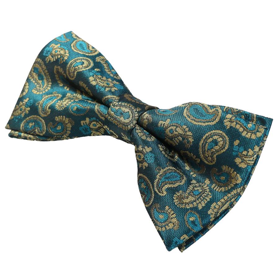 蝶ネクタイ グリーン クラシック ペイズリー ボウタイ 簡易装着 簡単 パーティー フォーマル メンズアクセサリー |  | 03