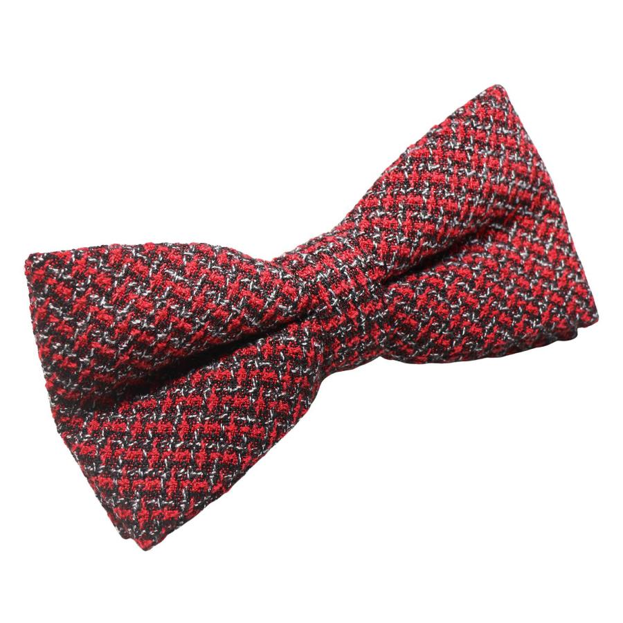 蝶ネクタイ レッド ツイード調 千鳥格子 チェック ボウタイ 簡易装着 簡単 パーティー フォーマル メンズアクセサリー |  | 02