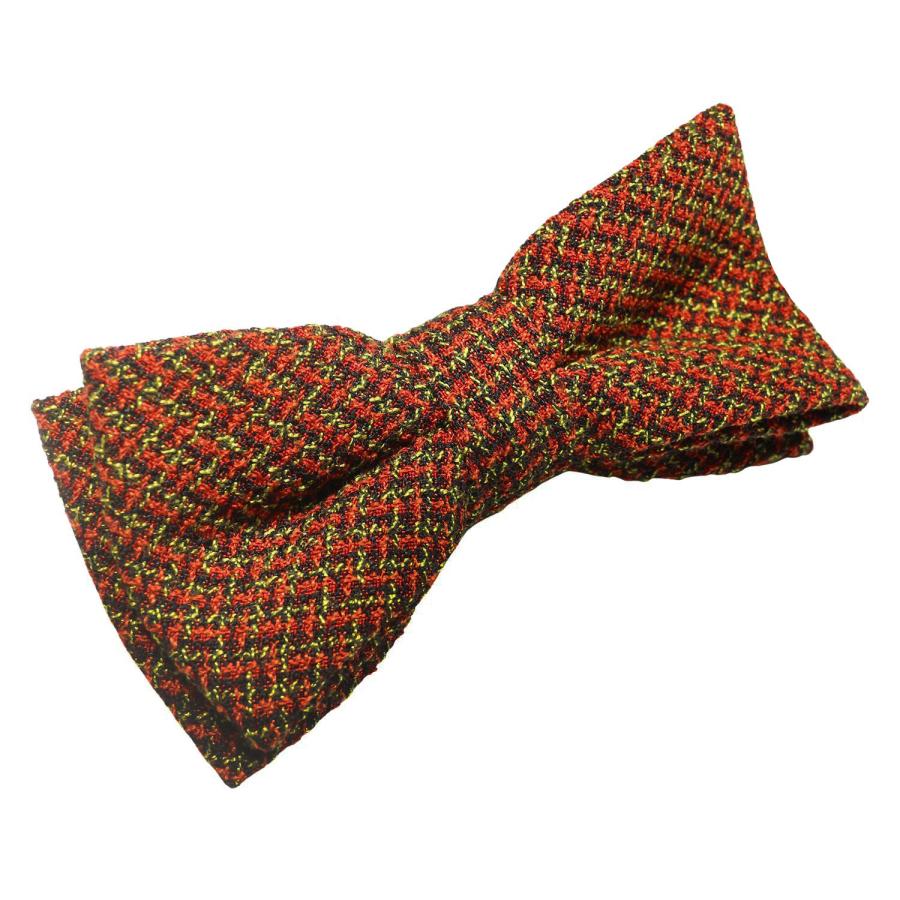 蝶ネクタイ テラコッタ オレンジ ツイード調 千鳥格子 チェック ボウタイ 簡易装着 簡単 パーティー フォーマル メンズアクセサリー |  | 02