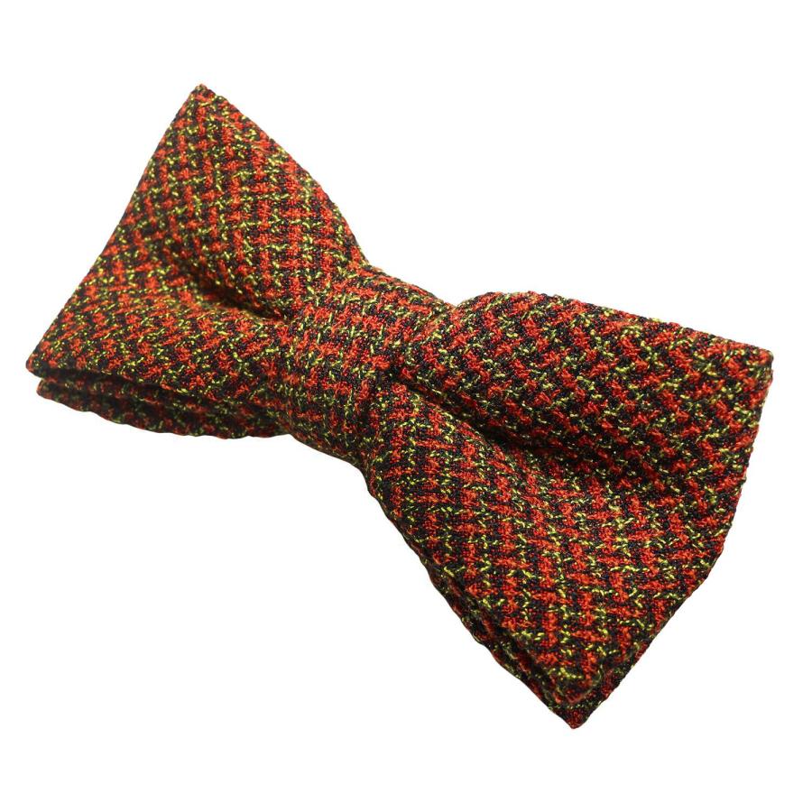 蝶ネクタイ テラコッタ オレンジ ツイード調 千鳥格子 チェック ボウタイ 簡易装着 簡単 パーティー フォーマル メンズアクセサリー |  | 03