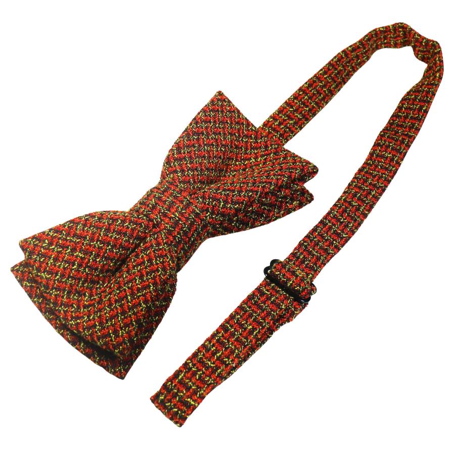 蝶ネクタイ テラコッタ オレンジ ツイード調 千鳥格子 チェック ボウタイ 簡易装着 簡単 パーティー フォーマル メンズアクセサリー |  | 04