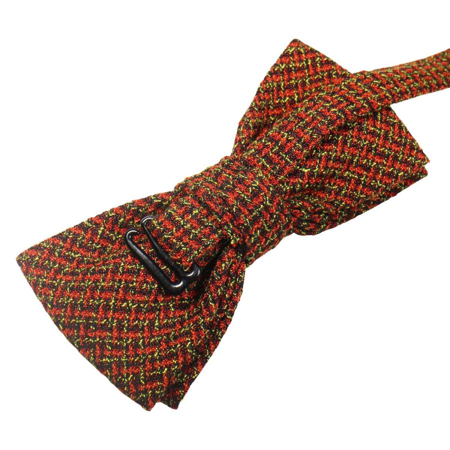 蝶ネクタイ テラコッタ オレンジ ツイード調 千鳥格子 チェック ボウタイ 簡易装着 簡単 パーティー フォーマル メンズアクセサリー |  | 05