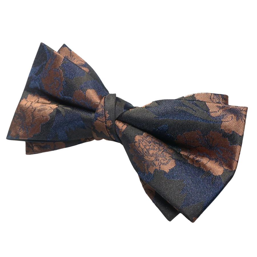 蝶ネクタイ ダークブラウン コッパー 花柄 フラワー 変形 ボウタイ 簡易装着 簡単 パーティー フォーマル メンズアクセサリー |  | 03