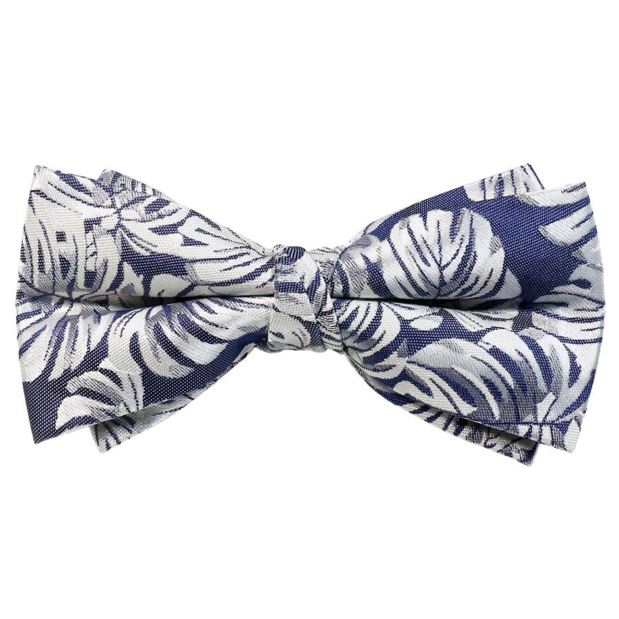蝶ネクタイ トロピカルリーフ リーフ柄 植物模様 ブルー ボウタイ 簡易装着 簡単 パーティー フォーマル メンズアクセサリー |  | 01