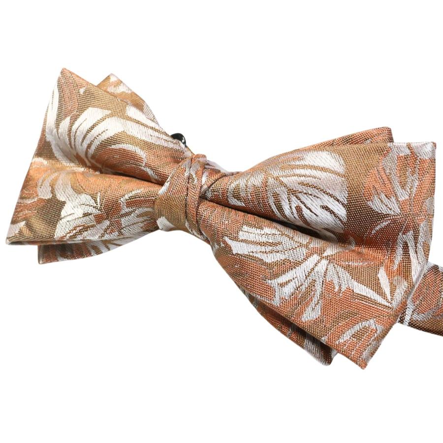 蝶ネクタイ トロピカルリーフ リーフ柄 植物模様 ライトブラウン オレンジ ボウタイ 簡易装着 簡単 パーティー フォーマル メンズアクセサリー |  | 03
