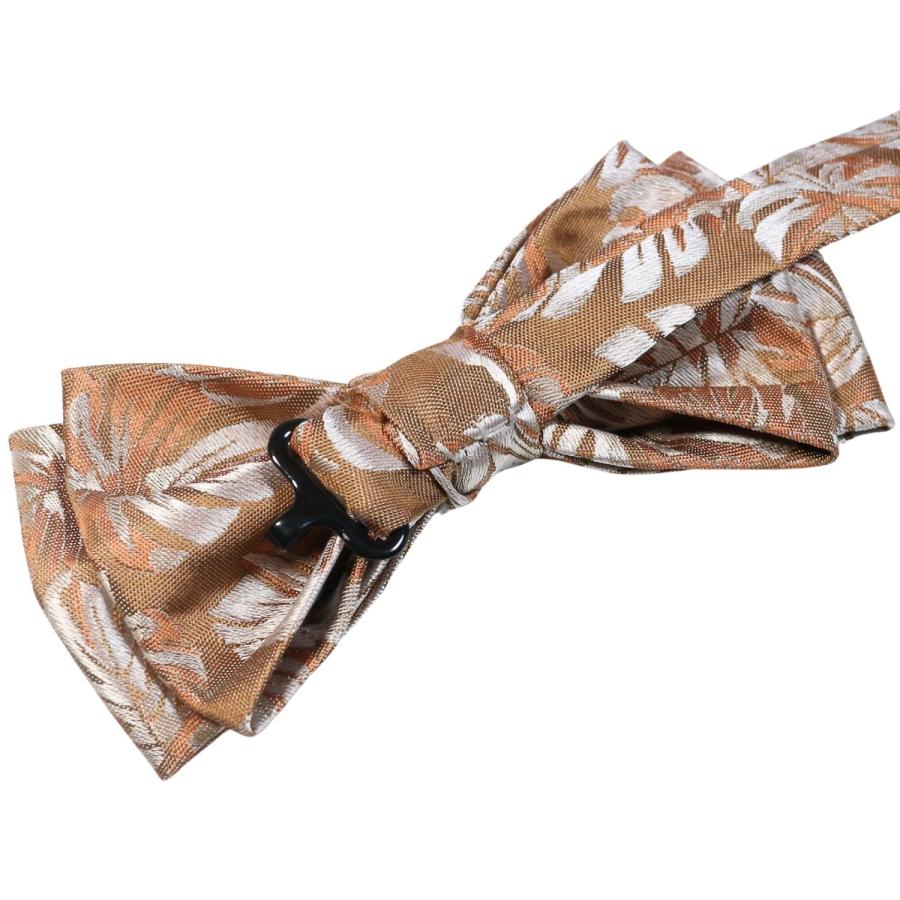 蝶ネクタイ トロピカルリーフ リーフ柄 植物模様 ライトブラウン オレンジ ボウタイ 簡易装着 簡単 パーティー フォーマル メンズアクセサリー |  | 04