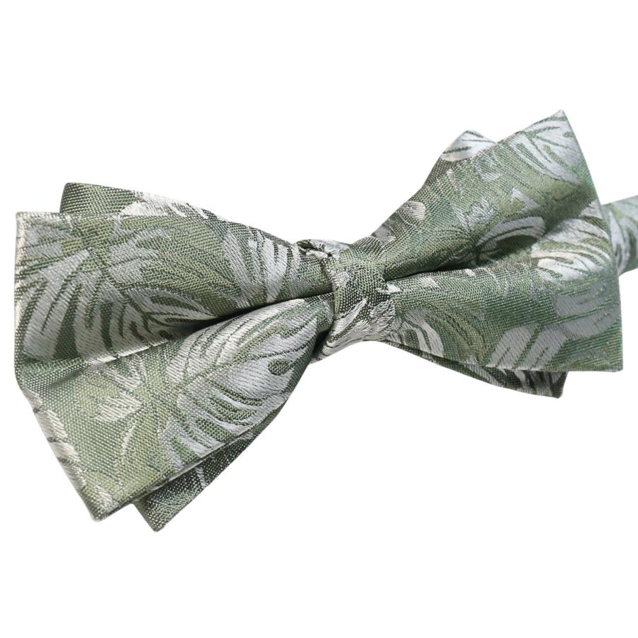 蝶ネクタイ トロピカルリーフ リーフ柄 植物模様 モスグリーン ボウタイ 簡易装着 簡単 パーティー フォーマル メンズアクセサリー |  | 02