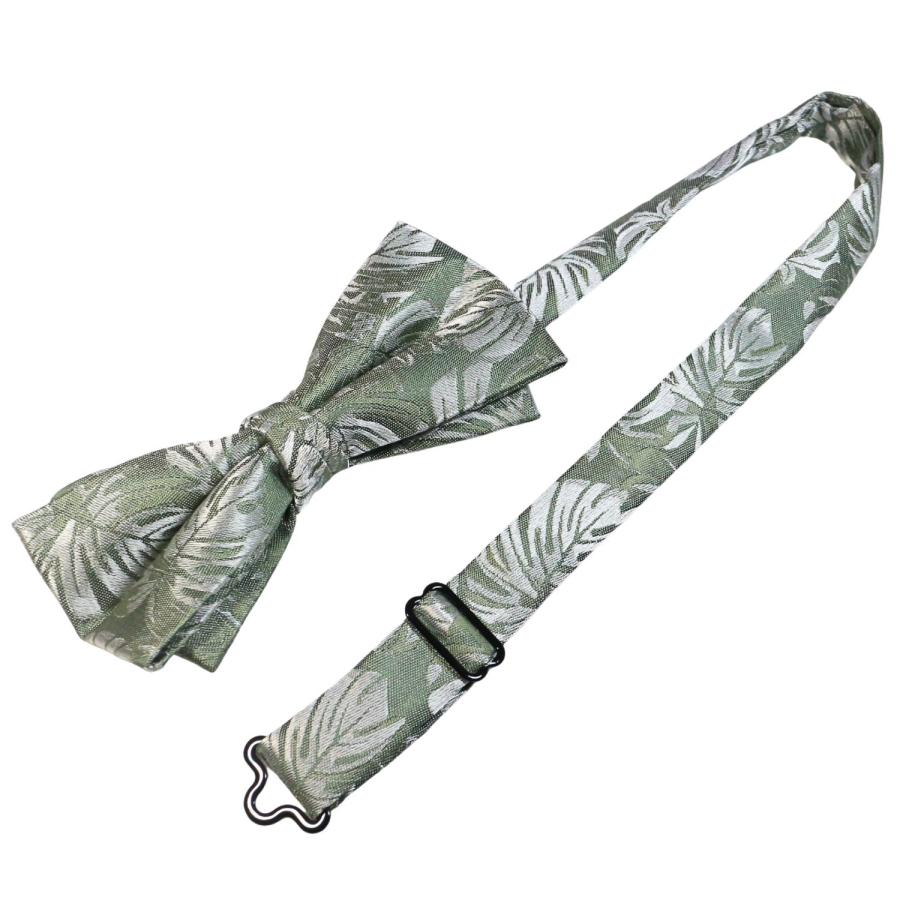 蝶ネクタイ トロピカルリーフ リーフ柄 植物模様 モスグリーン ボウタイ 簡易装着 簡単 パーティー フォーマル メンズアクセサリー |  | 05