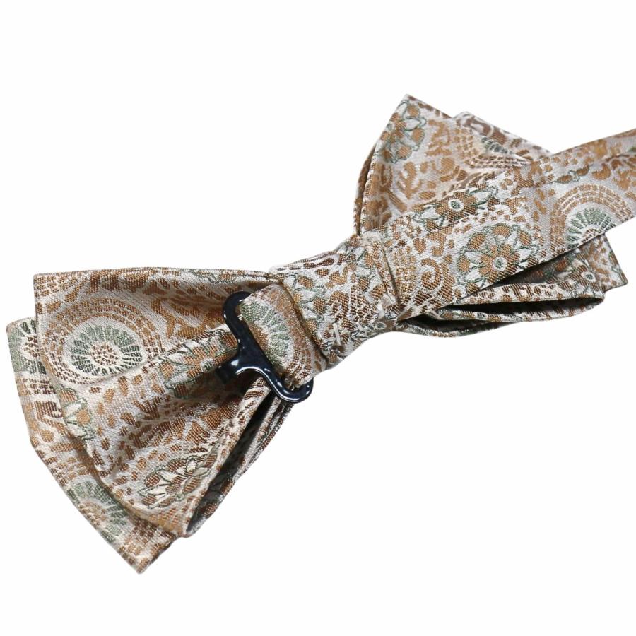 蝶ネクタイ ブラウン モスグリーン 花 紋章 ボウタイ 簡易装着 簡単 パーティー フォーマル メンズアクセサリー |  | 04