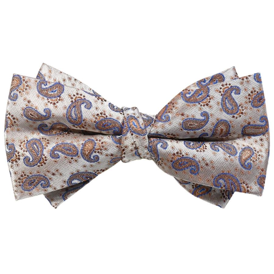 蝶ネクタイ ブルー オレンジ シルバー ペイズリー ボウタイ 簡易装着 簡単 パーティー フォーマル メンズアクセサリー |  | 01