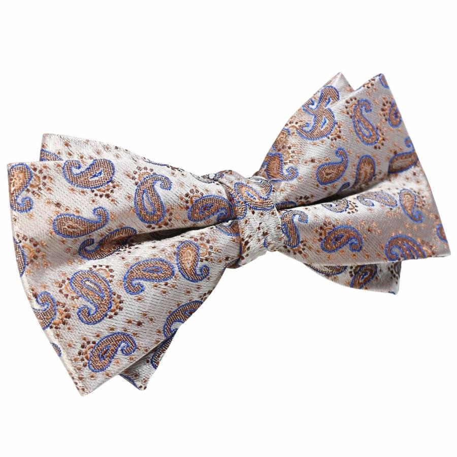 蝶ネクタイ ブルー オレンジ シルバー ペイズリー ボウタイ 簡易装着 簡単 パーティー フォーマル メンズアクセサリー |  | 02
