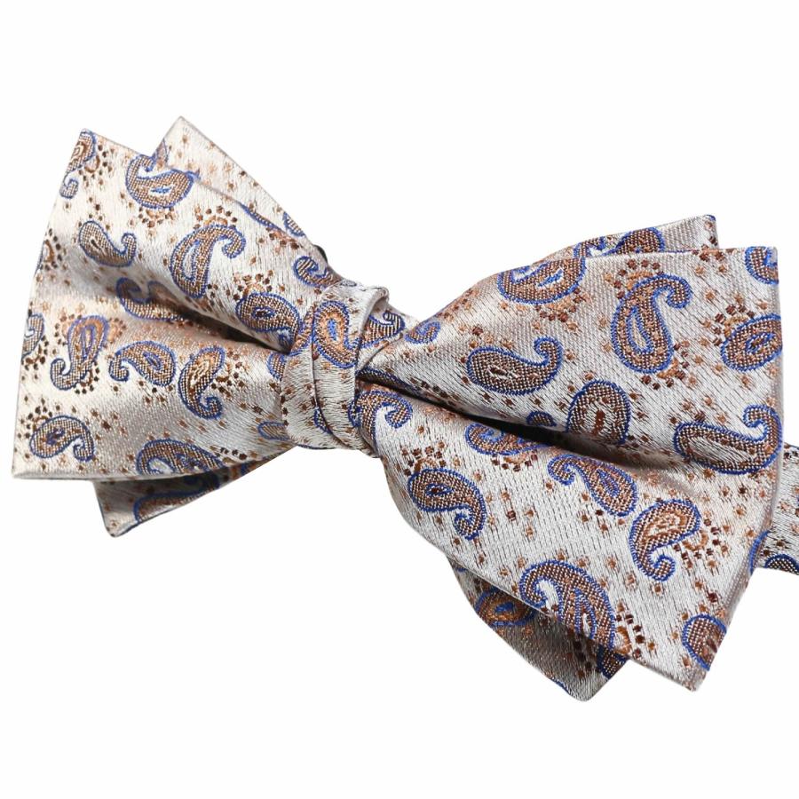 蝶ネクタイ ブルー オレンジ シルバー ペイズリー ボウタイ 簡易装着 簡単 パーティー フォーマル メンズアクセサリー |  | 03