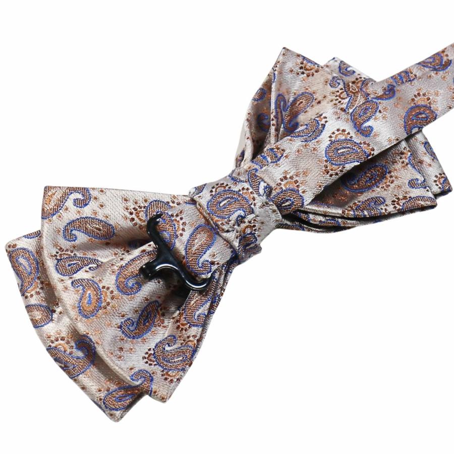 蝶ネクタイ ブルー オレンジ シルバー ペイズリー ボウタイ 簡易装着 簡単 パーティー フォーマル メンズアクセサリー |  | 04