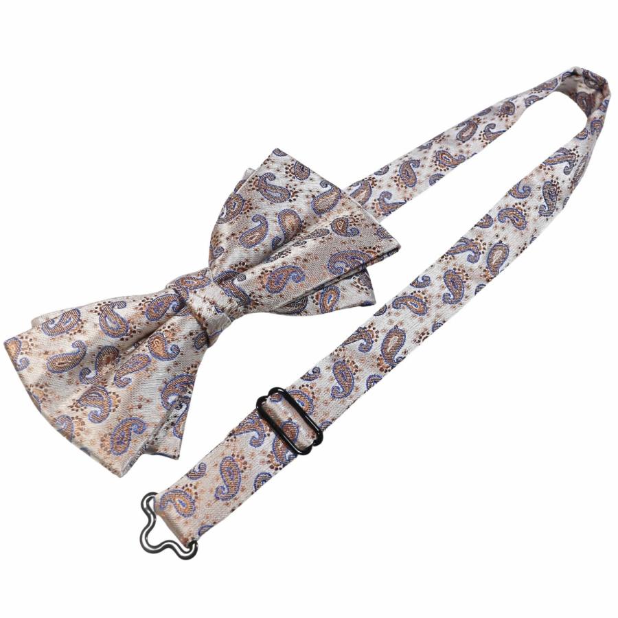 蝶ネクタイ ブルー オレンジ シルバー ペイズリー ボウタイ 簡易装着 簡単 パーティー フォーマル メンズアクセサリー |  | 05
