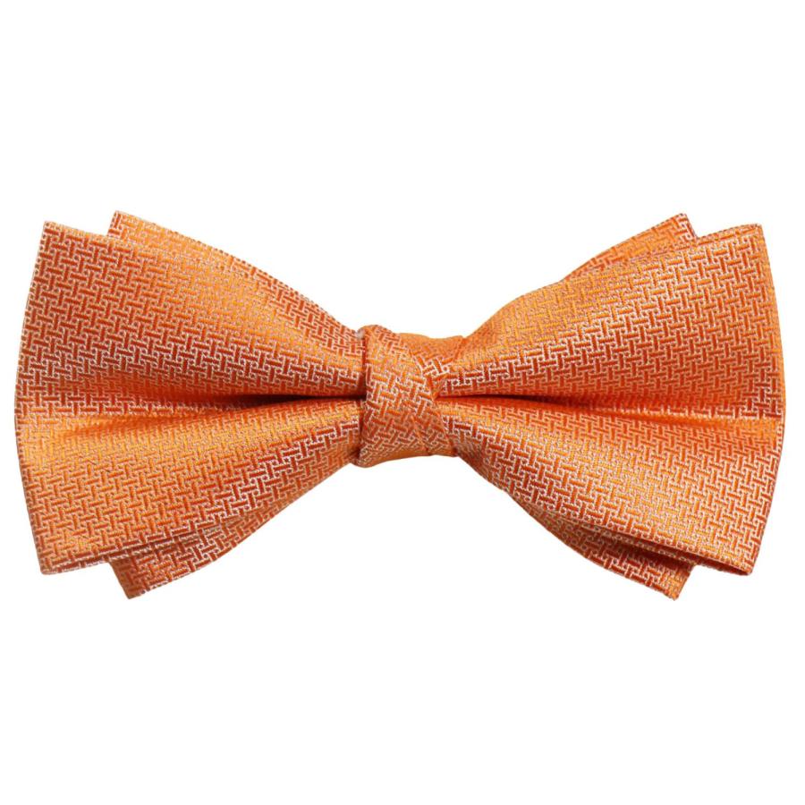 蝶ネクタイ オレンジ 無地 ジオメトリック織 変形 ボウタイ 簡易装着 簡単 パーティー フォーマル メンズアクセサリー |  | 01