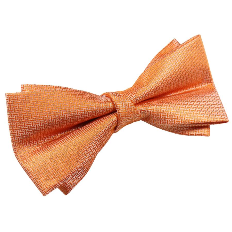 蝶ネクタイ オレンジ 無地 ジオメトリック織 変形 ボウタイ 簡易装着 簡単 パーティー フォーマル メンズアクセサリー |  | 02