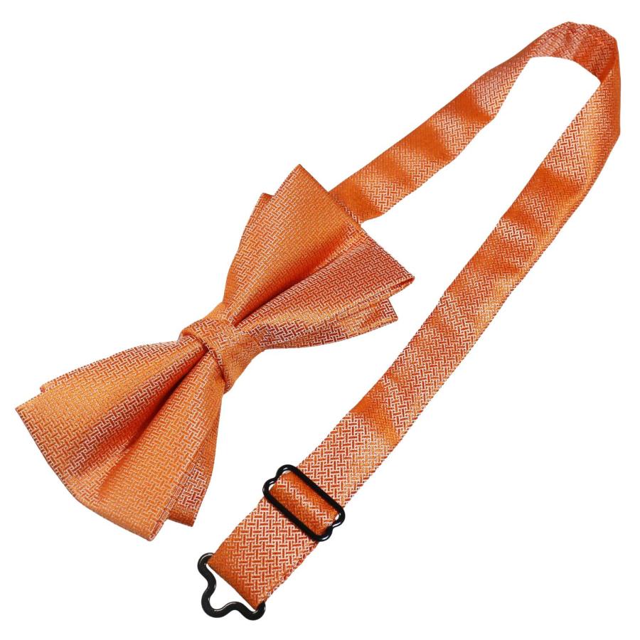 蝶ネクタイ オレンジ 無地 ジオメトリック織 変形 ボウタイ 簡易装着 簡単 パーティー フォーマル メンズアクセサリー |  | 04