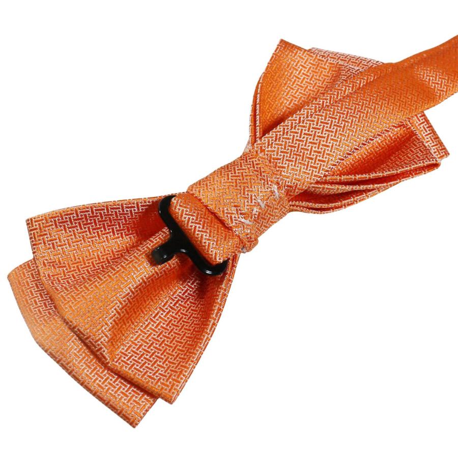 蝶ネクタイ オレンジ 無地 ジオメトリック織 変形 ボウタイ 簡易装着 簡単 パーティー フォーマル メンズアクセサリー |  | 05