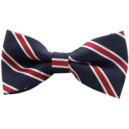 蝶ネクタイ ネイビー＆レッド ストライプ ボウタイ 簡易装着 簡単 パーティー フォーマル メンズアクセサリー |  | 01