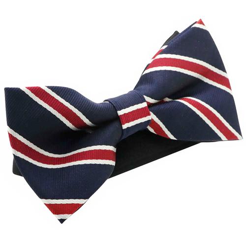 蝶ネクタイ ネイビー＆レッド ストライプ ボウタイ 簡易装着 簡単 パーティー フォーマル メンズアクセサリー |  | 02