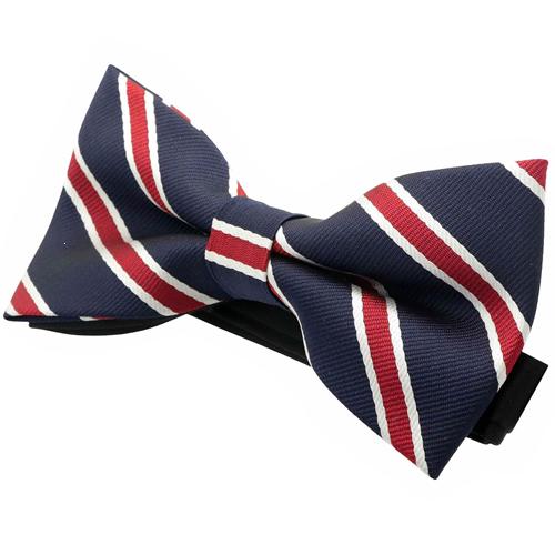 蝶ネクタイ ネイビー＆レッド ストライプ ボウタイ 簡易装着 簡単 パーティー フォーマル メンズアクセサリー |  | 03