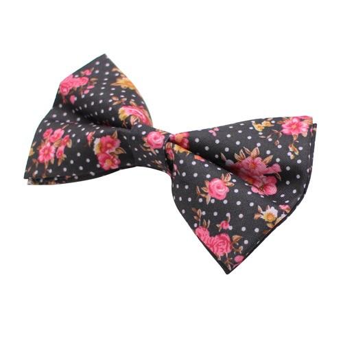 蝶ネクタイ ブラック ドットフラワー ボウタイ 簡易装着 簡単 パーティー フォーマル メンズアクセサリー |  | 02