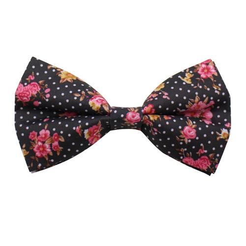 蝶ネクタイ ブラック ドットフラワー ボウタイ 簡易装着 簡単 パーティー フォーマル メンズアクセサリー |  | 03