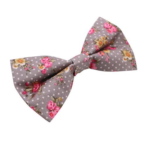 蝶ネクタイ グレー ドットフラワー ボウタイ 簡易装着 簡単 パーティー フォーマル メンズアクセサリー |  | 01