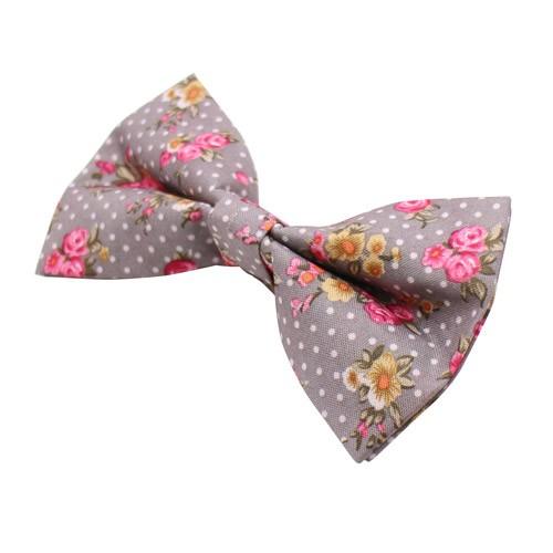 蝶ネクタイ グレー ドットフラワー ボウタイ 簡易装着 簡単 パーティー フォーマル メンズアクセサリー |  | 02