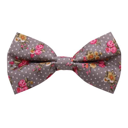 蝶ネクタイ グレー ドットフラワー ボウタイ 簡易装着 簡単 パーティー フォーマル メンズアクセサリー |  | 03