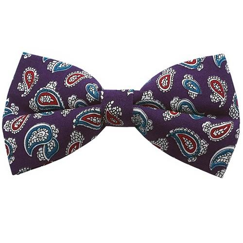 蝶ネクタイ パープル ペイズリー ボウタイ 簡易装着 簡単 パーティー フォーマル メンズアクセサリー |  | 01