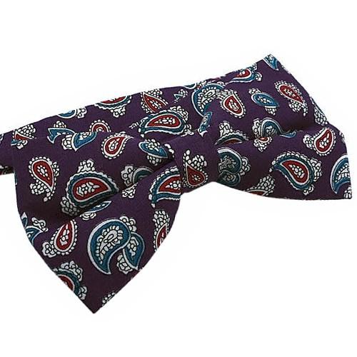 蝶ネクタイ パープル ペイズリー ボウタイ 簡易装着 簡単 パーティー フォーマル メンズアクセサリー |  | 02