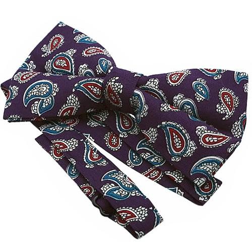 蝶ネクタイ パープル ペイズリー ボウタイ 簡易装着 簡単 パーティー フォーマル メンズアクセサリー |  | 03