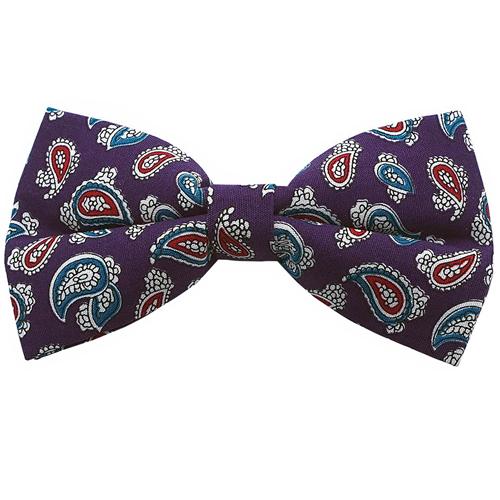 蝶ネクタイ パープル ペイズリー ボウタイ 簡易装着 簡単 パーティー フォーマル メンズアクセサリー |  | 05