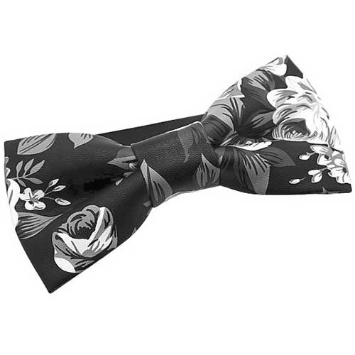 蝶ネクタイ ブラック ローズ 花柄 レザー ボウタイ 簡易装着 簡単 パーティー フォーマル メンズアクセサリー |  | 02