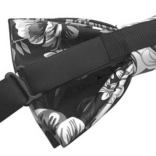 蝶ネクタイ ブラック ローズ 花柄 レザー ボウタイ 簡易装着 簡単 パーティー フォーマル メンズアクセサリー |  | 04