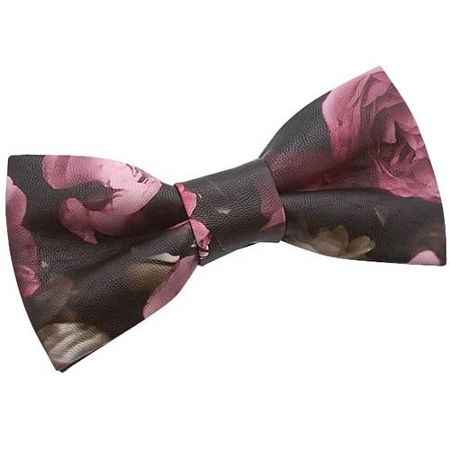 蝶ネクタイ ピンク ローズ 花柄 レザー ボウタイ 簡易装着 簡単 パーティー フォーマル メンズアクセサリー |  | 02
