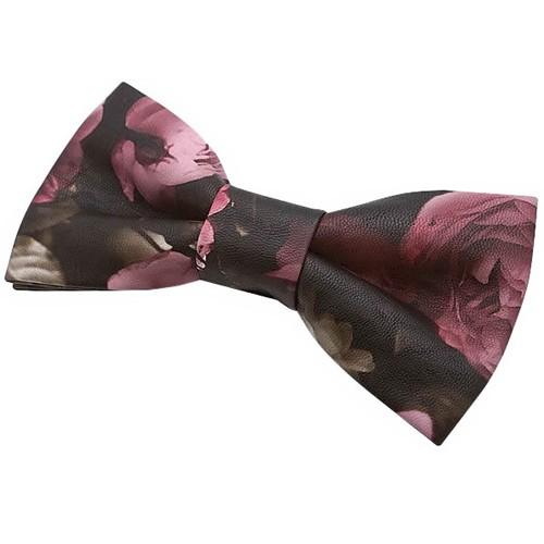 蝶ネクタイ ピンク ローズ 花柄 レザー ボウタイ 簡易装着 簡単 パーティー フォーマル メンズアクセサリー |  | 03