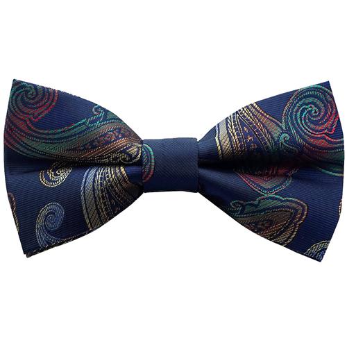 蝶ネクタイ ネイビー マルチ ペイズリー ボウタイ 簡易装着 簡単 パーティー フォーマル メンズアクセサリー |  | 01